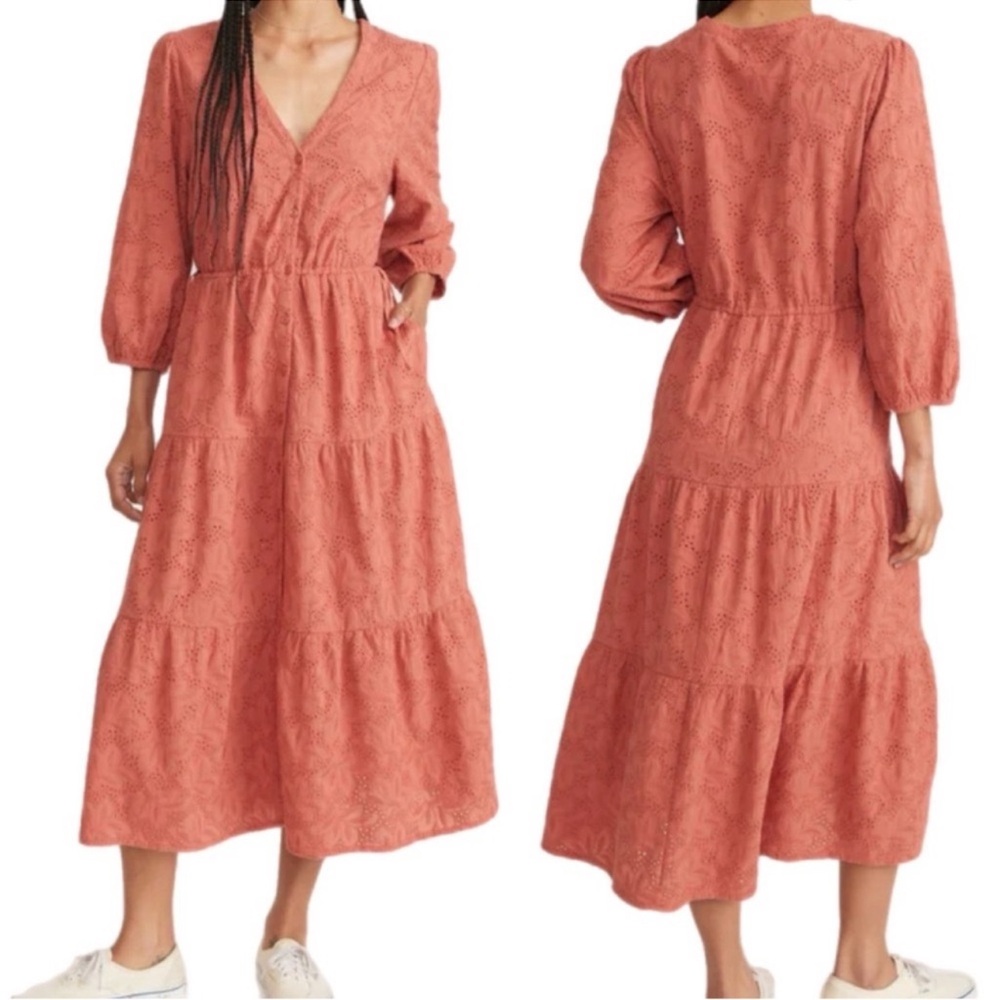 Marine Layer Eyelet Willow Midi Dress NWT
